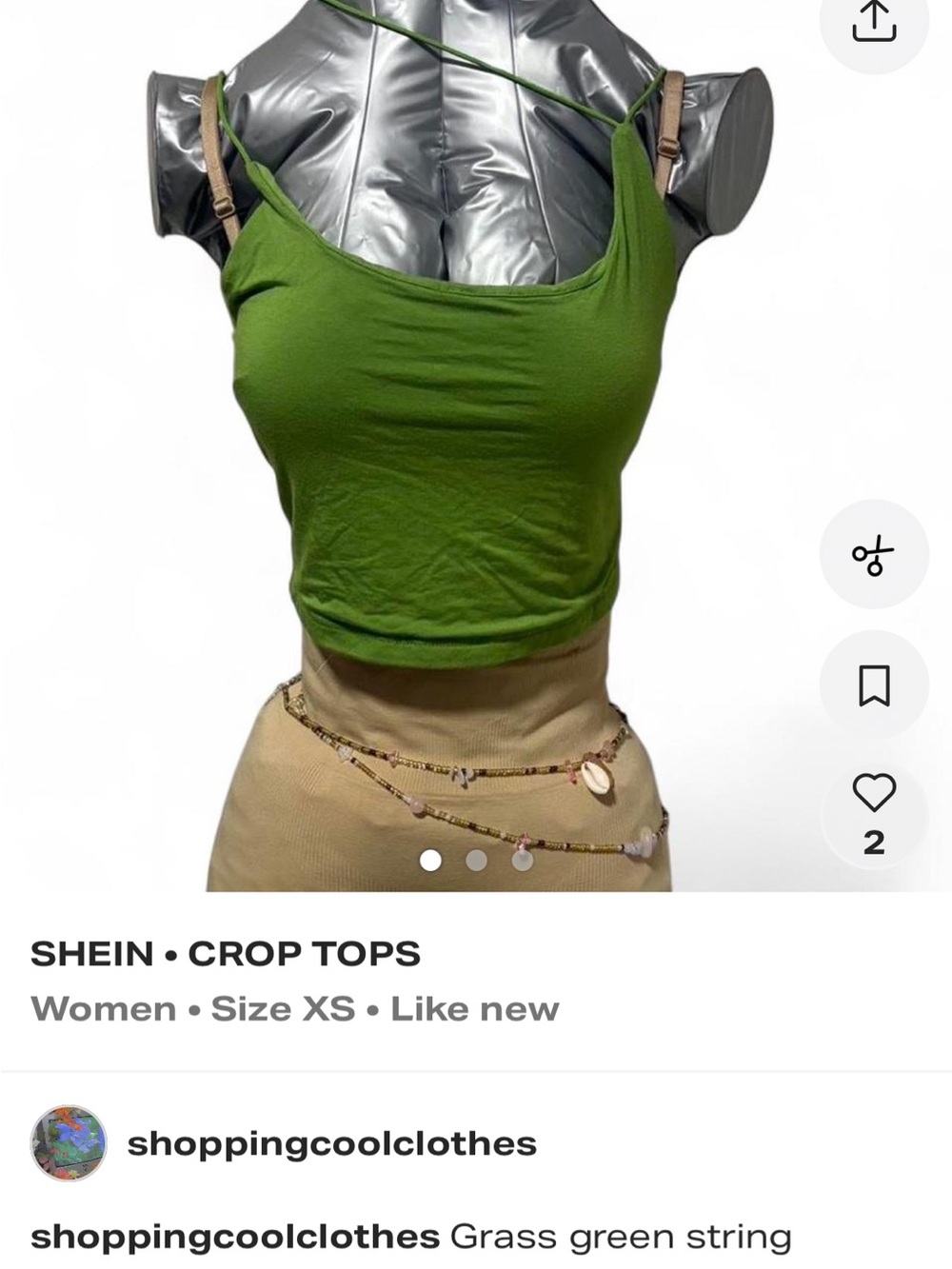 SHEIN Grass Green Strappy Crop Tank